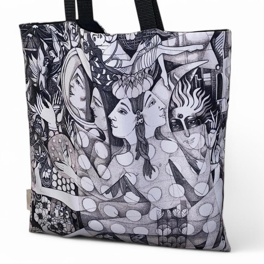 Fine Art Designer Black and White Tote Baf